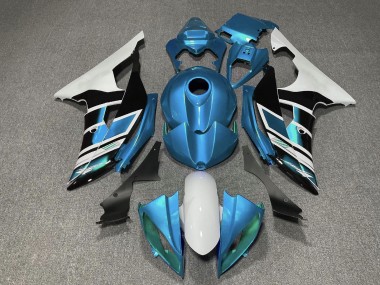 Carénages Moto Yamaha YZF R6 2008-2016 - Blanc Bleu Noir Bande