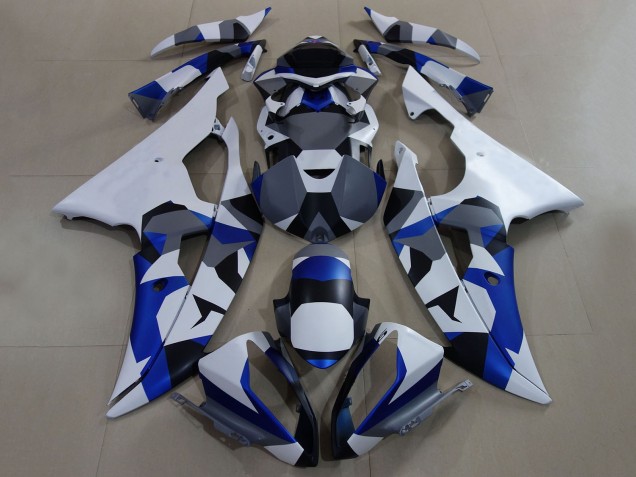 Carénages Moto Yamaha YZF R6 2008-2016 - Blanc Bleu Gris Camouflage