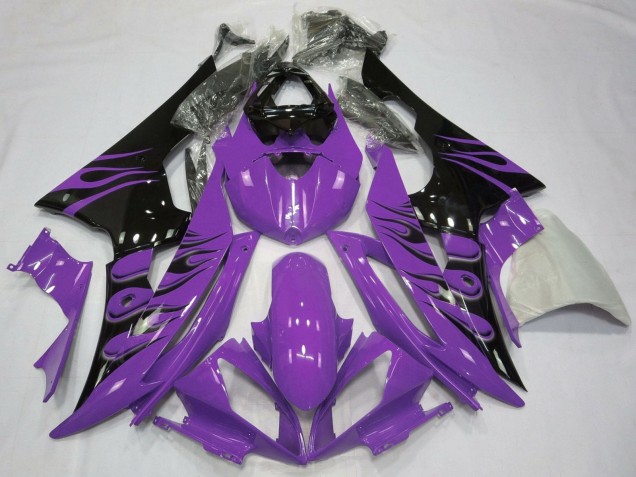 Carénages Moto Yamaha YZF R6 2008-2016 - Violet Noir Brillant Flamme
