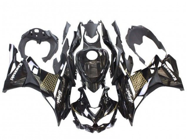 Carénages Moto Kawasaki ZX4R ZX-4RR 2019-2025 - Noir Brillant Blanc Or