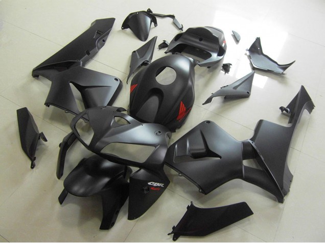 Carénages Moto Honda CBR600RR 2005-2006 - Noir Mat Rouge Décalque