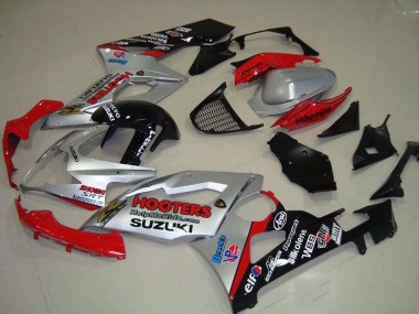 Carénages Moto Suzuki GSXR 1000 2005-2006 - Argent Rouge Noir Hooters