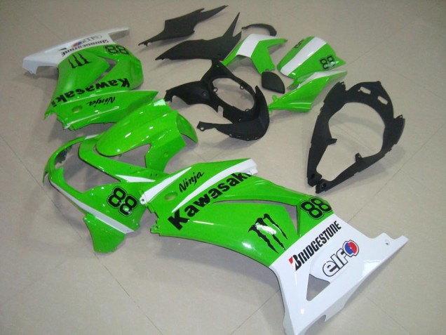 Carénages Moto Kawasaki ZX250R 2008-2012 - Blanc Vert Noir Monstre 88
