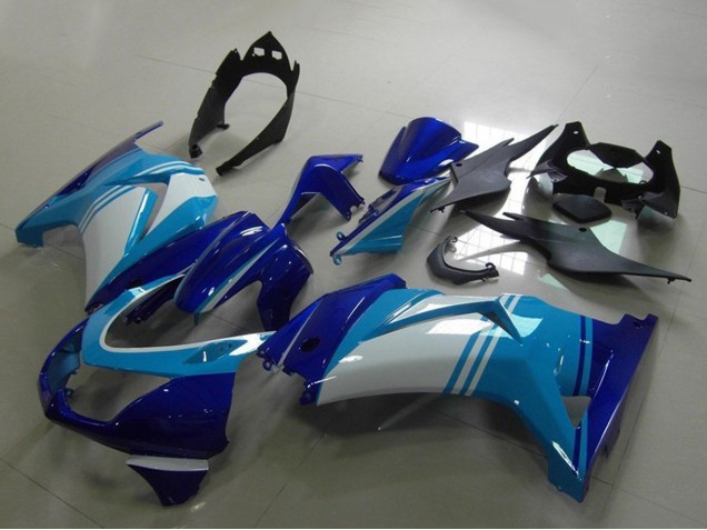 Carénages Moto Kawasaki ZX250R 2008-2012 - Bleu Clair Blanc Bleu Foncé
