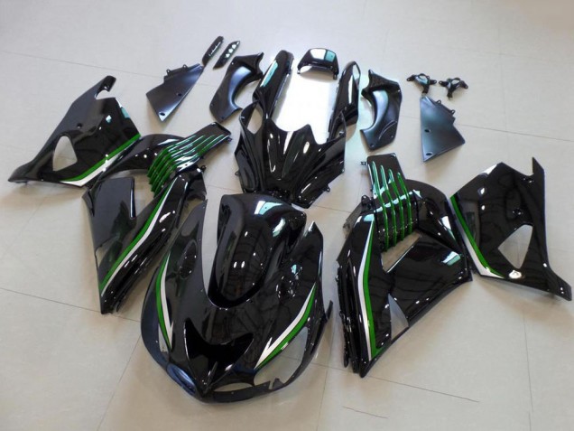Carénages Moto Kawasaki ZX14R ZZR1400 2006-2011 - Noir Brillant Vert Doubler