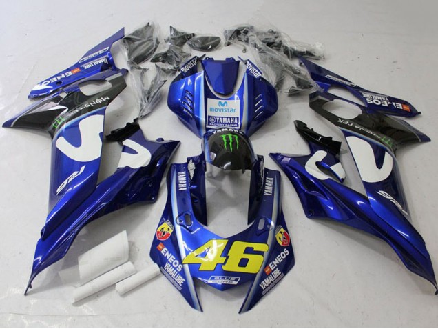 Carénages Moto Yamaha YZF R6 2017-2023 - Blanc Bleu Vert Monstre MoviStar