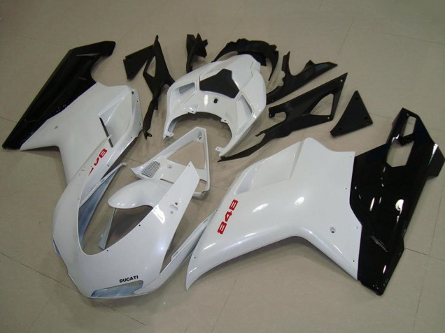 Carénages Moto Ducati 848 2007-2014 - Blanc Noir Brillant