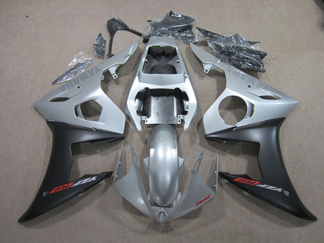 Carénages Moto Yamaha YZF R6 2003-2004 - Argent Noir Mat