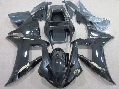 Carénages Moto Yamaha YZF R1 2002-2003 - Noir Brillant Or Décalque