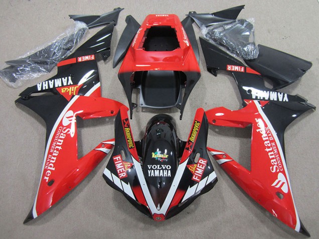 Carénages Moto Yamaha YZF R1 2004-2006 - Rouge Blanc Noir Brillant Santander
