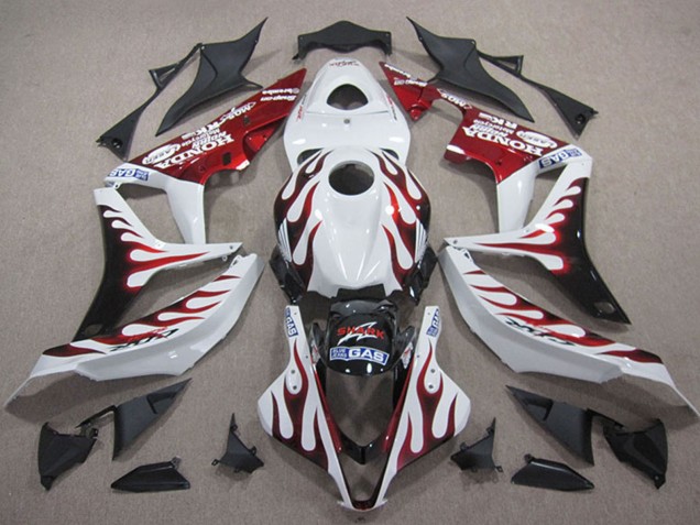 Carénages Moto Honda CBR600RR 2007-2008 - Blanc Rouge Noir Brillant Flamme