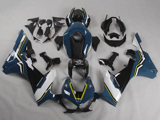 Carénages Moto Honda CBR1000RR 2017-2023 - Bleu Blanc Jaune Noir Brillant Shocker