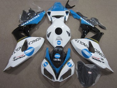Carénages Moto Honda CBR1000RR 2006-2007 - Blanc Bleu Clair Noir Brillant Konica Minolta