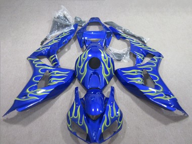 Carénages Moto Honda CBR1000RR 2006-2007 - Bleu Vert Flamme
