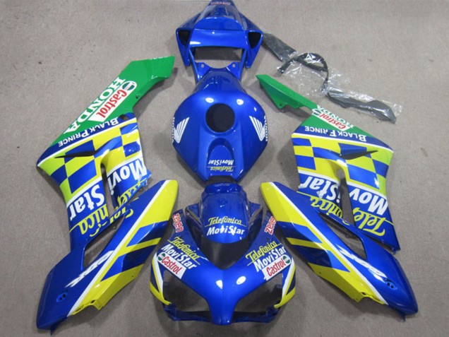Carénages Moto Honda CBR1000RR 2004-2005 - Bleu Jaune Vert Telefonica MoviStar Castrol