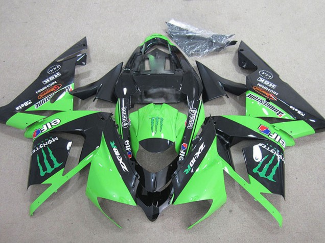 Carénages Moto Kawasaki ZX10R 2004-2005 - Noir Vert Monstre