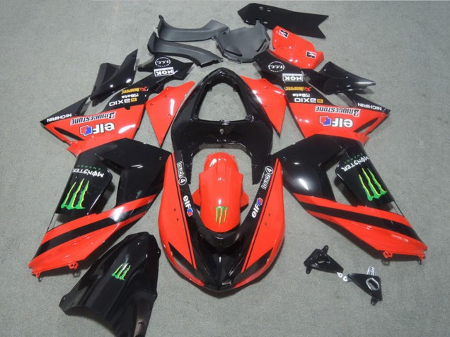Carénages Moto Kawasaki ZX10R 2006-2007 - Rouge Noir Brillant Vert Elf Touch4 Monstre