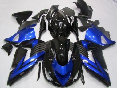 Carénages Moto Kawasaki ZX14R ZZR1400 2006-2011 - Bleu Noir Brillant