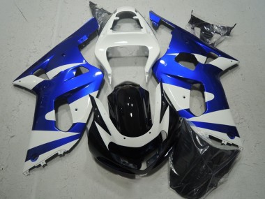 Carénages Moto Suzuki GSXR 600 2001-2003 - Blanc Bleu Noir Brillant