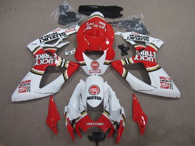 Carénages Moto Suzuki GSXR 600 2006-2007 - Blanc Rouge Lucky Strike Motul