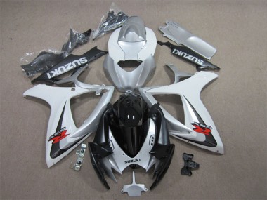 Carénages Moto Suzuki GSXR 600 2006-2007 - Blanc Argent Noir Brillant Rouge