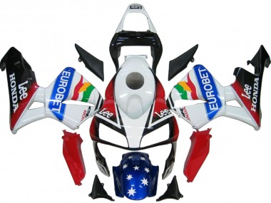 Kits Carénage Moto ABS Honda CBR600RR 2003-2004 - Blanc Rouge Bleu Noir Brillant EuroBet