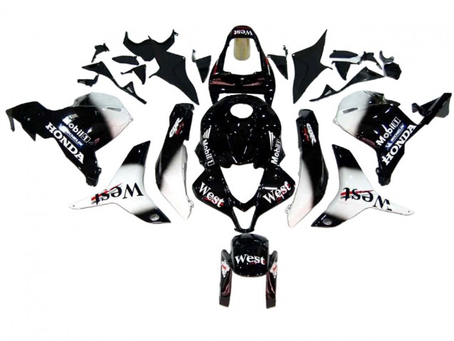 Carénages Moto Honda CBR600RR 2009-2012 - Noir Brillant Blanc West