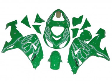 Carénages Moto Kawasaki ZX10R 2006-2007 - Vert Blanc Flamme