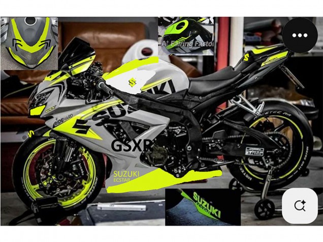 Carénages Moto Suzuki GSXR 750 2004-2005 - Gris Lemon Vert Noir