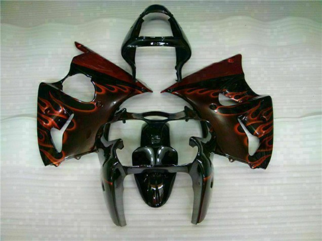 Noir Rouge Flamme Carénage Moto Kawasaki ZX6R 2000-2002 Noir Rouge Flamme Carénage Moto Kawasaki ZX6R 2000-2002