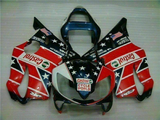 Rouge Blanc Bleu Castrol Cycle World Carénage Moto Honda CBR 600 F4i 2001-2003 Rouge Blanc Bleu Castrol Cycle World Carénage Moto Honda CBR 600 F4i 2001-2003