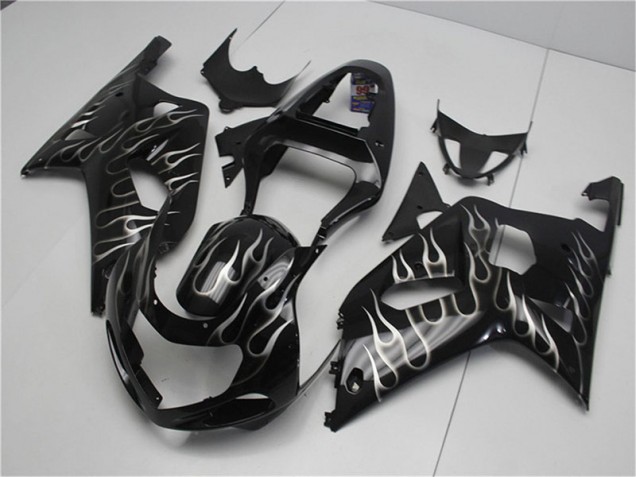 Noir Blanc Flamme Carénage Moto Suzuki GSXR 600 / 750 K1 K2 K3 2001-2003 Noir Blanc Flamme Carénage Moto Suzuki GSXR 600 / 750 K1 K2 K3 2001-2003