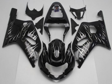 Noir Blanc Flamme Carénage Moto Suzuki GSXR 600 / 750 K1 K2 K3 2001-2003
