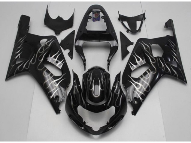 Noir Blanc Flamme Carénage Moto Suzuki GSXR 600 / 750 K1 K2 K3 2001-2003 Noir Blanc Flamme Carénage Moto Suzuki GSXR 600 / 750 K1 K2 K3 2001-2003