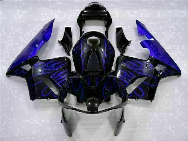 Noir avec Bleu Flamme Carénage Moto Honda CBR 600 RR 2003-2004 Noir avec Bleu Flamme Carénage Moto Honda CBR 600 RR 2003-2004
