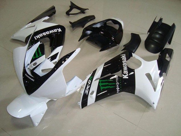 Blanc Monster Carénages Moto Kawasaki ZX6R 2003-2004 Blanc Monster Carénages Moto Kawasaki ZX6R 2003-2004