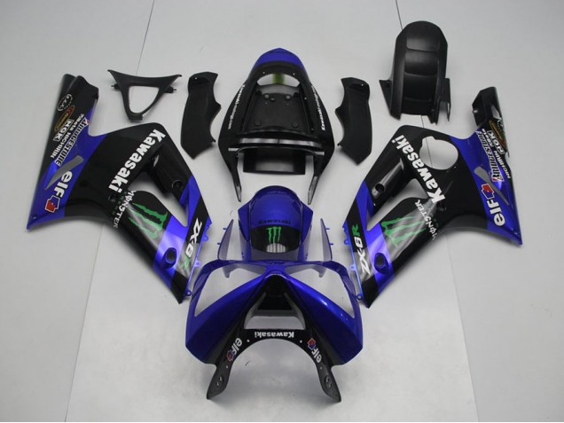 Bleu Monster Carénage Moto Kawasaki ZX6R 2003-2004 Bleu Monster Carénage Moto Kawasaki ZX6R 2003-2004