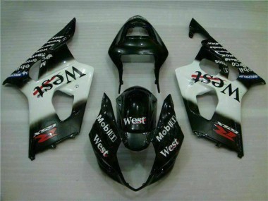 Blanc Noir Kit Carénages Motos Complet Suzuki GSXR 1000 K3 2003-2004