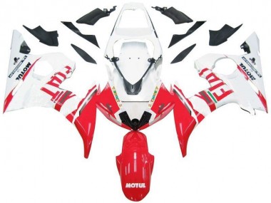 Blanc Rouge Fiat Carénage Moto Yamaha R6 2003-2005
