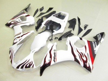 Blanc et Flamme Carénage Moto Yamaha R6 2003-2005