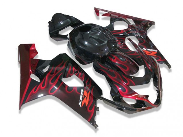 Noir Rouge Flamme Carénage Moto Suzuki GSXR 600 / 750 K4 2004-2005 Noir Rouge Flamme Carénage Moto Suzuki GSXR 600 / 750 K4 2004-2005
