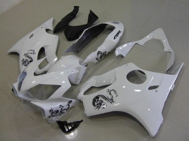 Blanc avec Noir Dragon Carénage Moto Honda CBR 600 F4i 2004-2007