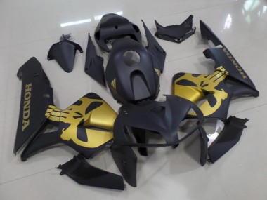 Noir Mat avec Or Crâne Carénage Moto Honda CBR 600 RR 2005-2006