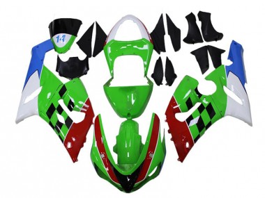 Vert Rouge Blanc Bleu Carénage Moto Kawasaki ZX6R 2005-2006