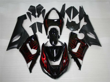 Rouge Noir Carénage Moto Kawasaki ZX6R 2005-2006