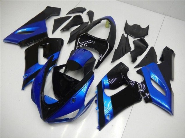 Bleu Noir Carénage Moto Kawasaki ZX6R 2005-2006 Bleu Noir Carénage Moto Kawasaki ZX6R 2005-2006