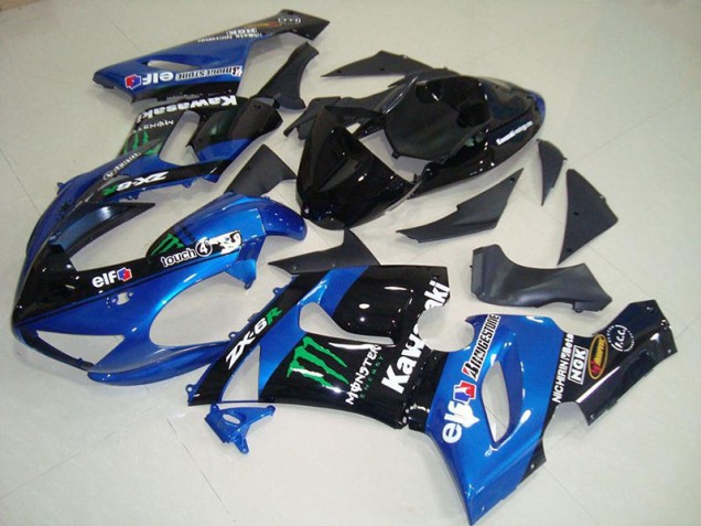 Bleu Monster Carénage Moto Kawasaki ZX6R 2005-2006 Bleu Monster Carénage Moto Kawasaki ZX6R 2005-2006