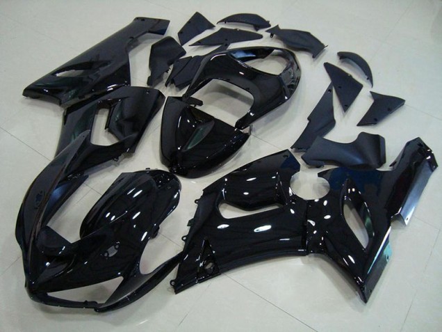Noir Brillant Carénage Moto Kawasaki ZX6R 2005-2006 Noir Brillant Carénage Moto Kawasaki ZX6R 2005-2006