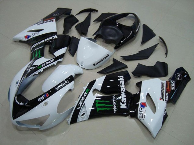 Blanc Monster Carénage Moto Kawasaki ZX6R 2005-2006 Blanc Monster Carénage Moto Kawasaki ZX6R 2005-2006
