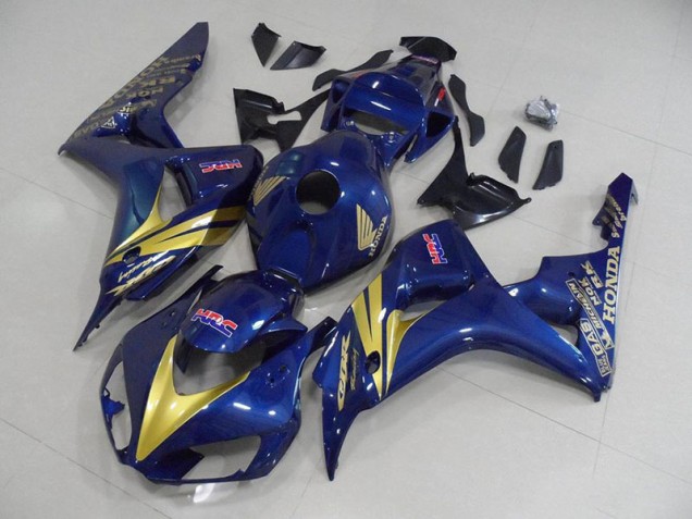 Bleu Foncé avec Or Bande Carénage Moto Honda CBR 1000 RR 2006-2007 Bleu Foncé avec Or Bande Carénage Moto Honda CBR 1000 RR 2006-2007